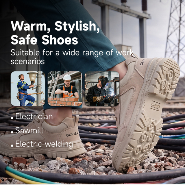 GUYISA safety shoes composite toe puncture resistant electrical insulated rubber sole suede canvas upper for industrial work