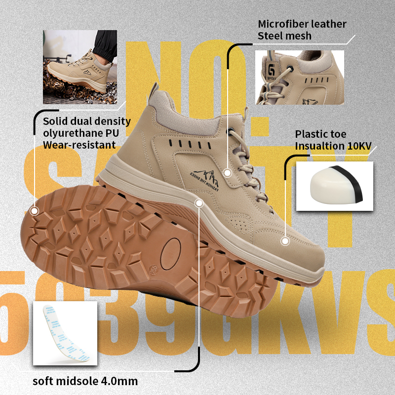 GUYISA steel toe puncture resistant 10KV insulated safety boot dual density PU sole microfiber steel wire upper all season