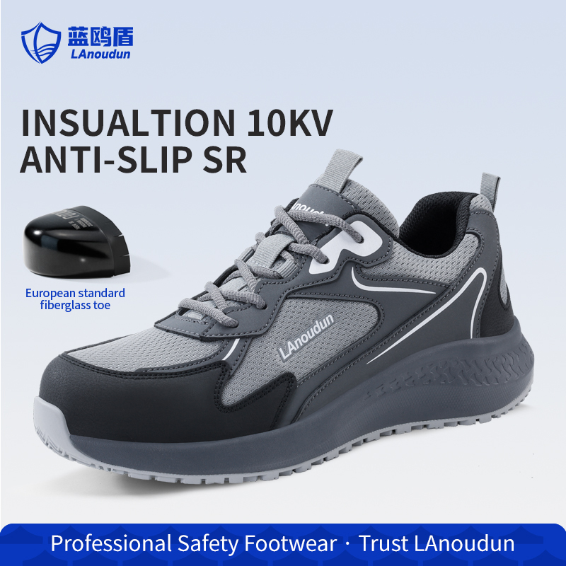 LAnoudun D210Q Casual Safety Shoes, Carbon Fiber Toe Anti-smash Anti-puncture, 10KV Insulated, SR Non-slip, MD Sole, Microfiber & 3D Mesh Work Shoes