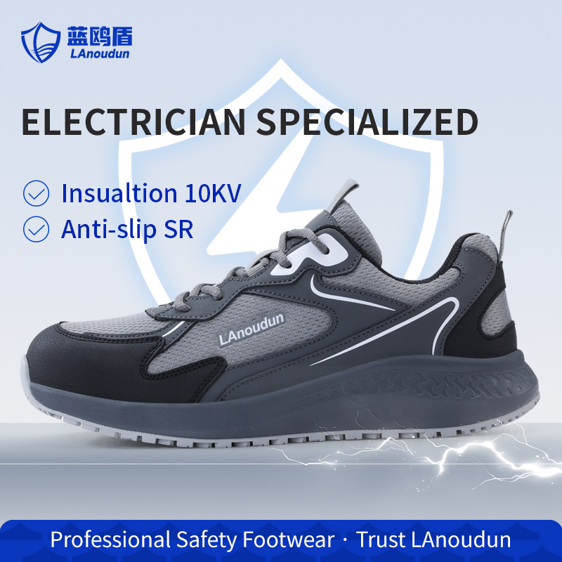 LAnoudun D210Q Casual Safety Shoes, Carbon Fiber Toe Anti-smash Anti-puncture, 10KV Insulated, SR Non-slip, MD Sole, Microfiber & 3D Mesh Work Shoes