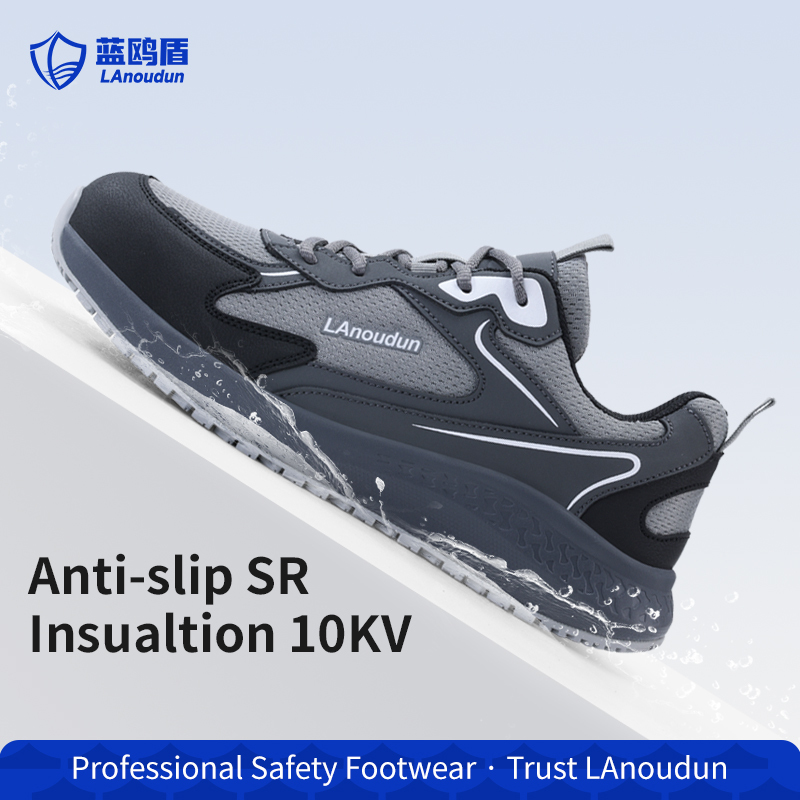 LAnoudun D210Q Casual Safety Shoes, Carbon Fiber Toe Anti-smash Anti-puncture, 10KV Insulated, SR Non-slip, MD Sole, Microfiber & 3D Mesh Work Shoes