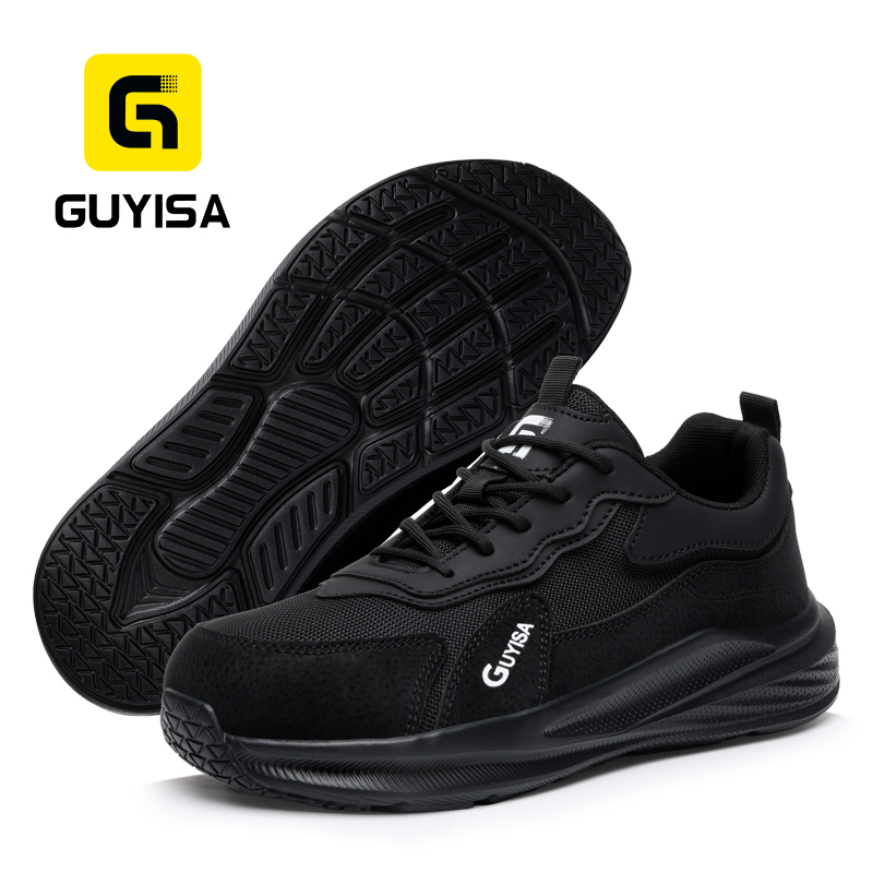 GUYISA steel toe puncture resistant safety shoes flyknit steel wire upper rubber plastic sole breathable industrial work