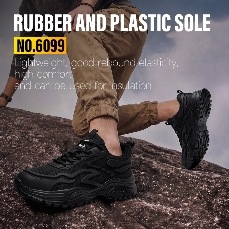 GUYISA steel toe puncture resistant safety shoes breathable flyknit upper rubber plastic sole industrial work all season