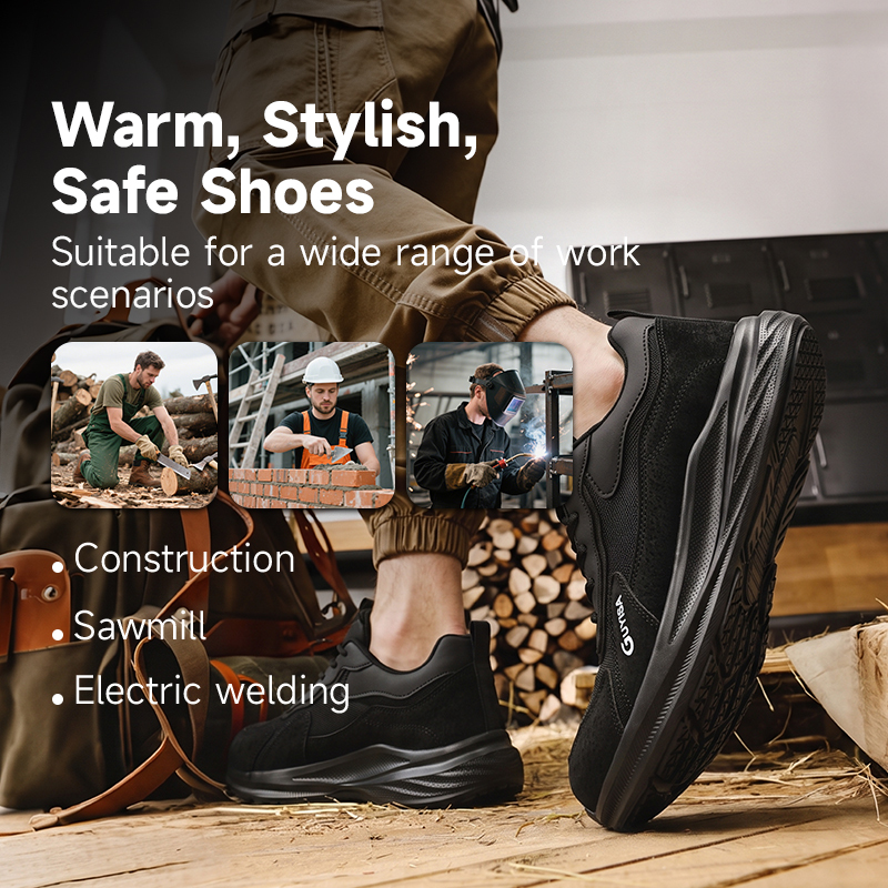 GUYISA steel toe puncture resistant safety shoes flyknit steel wire upper rubber plastic sole breathable industrial work