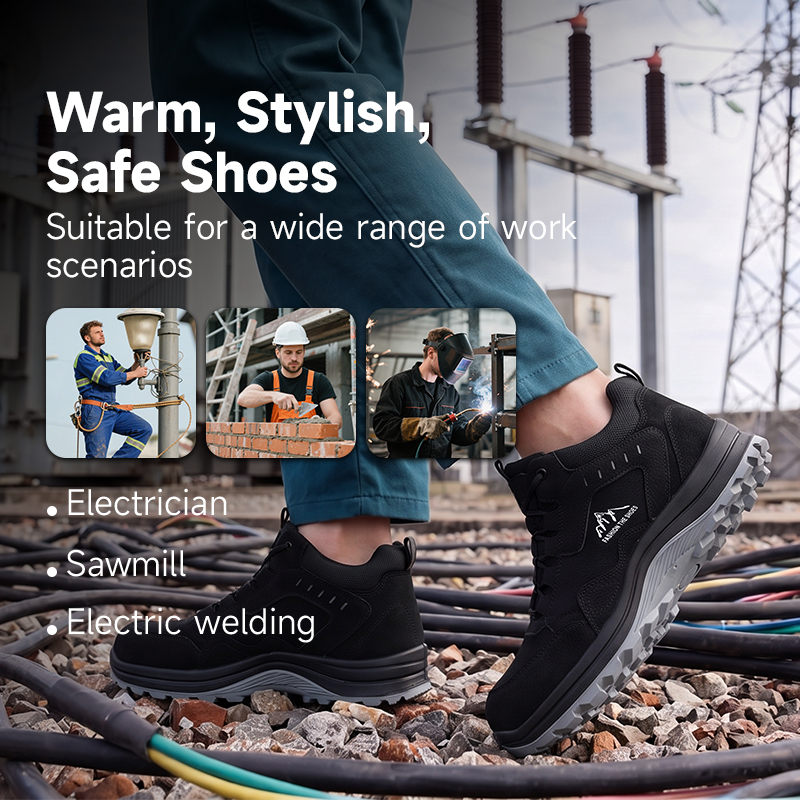 GUYISA composite toe puncture resistant 10KV insulated safety boot microfiber steel mesh upper dual density PU sole black