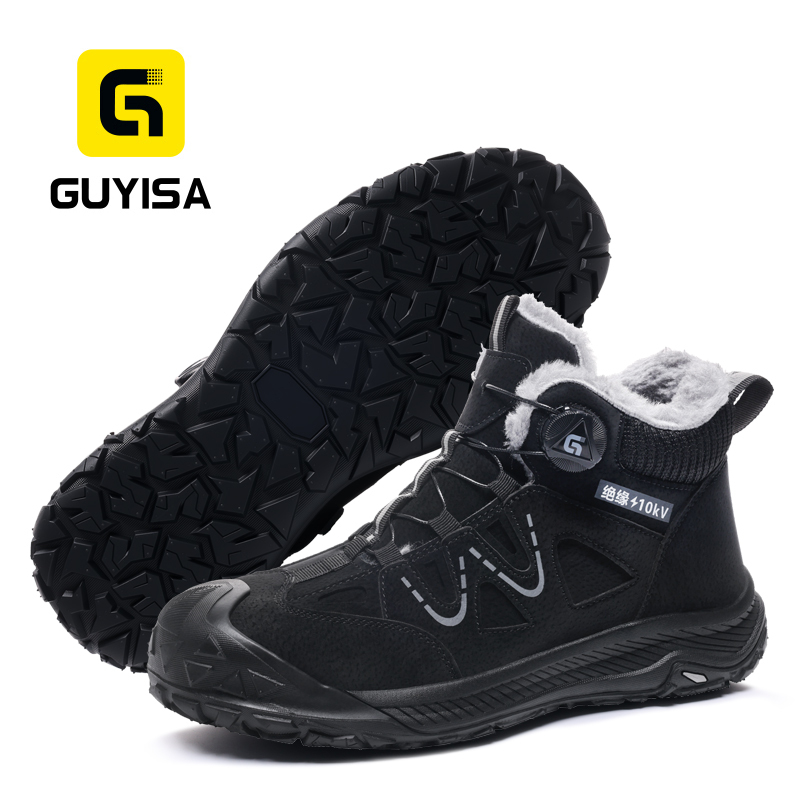 GUYISA safety boot steel toe puncture resistant 10KV electrically insulated flyknit microfiber rubber outsole industrial work