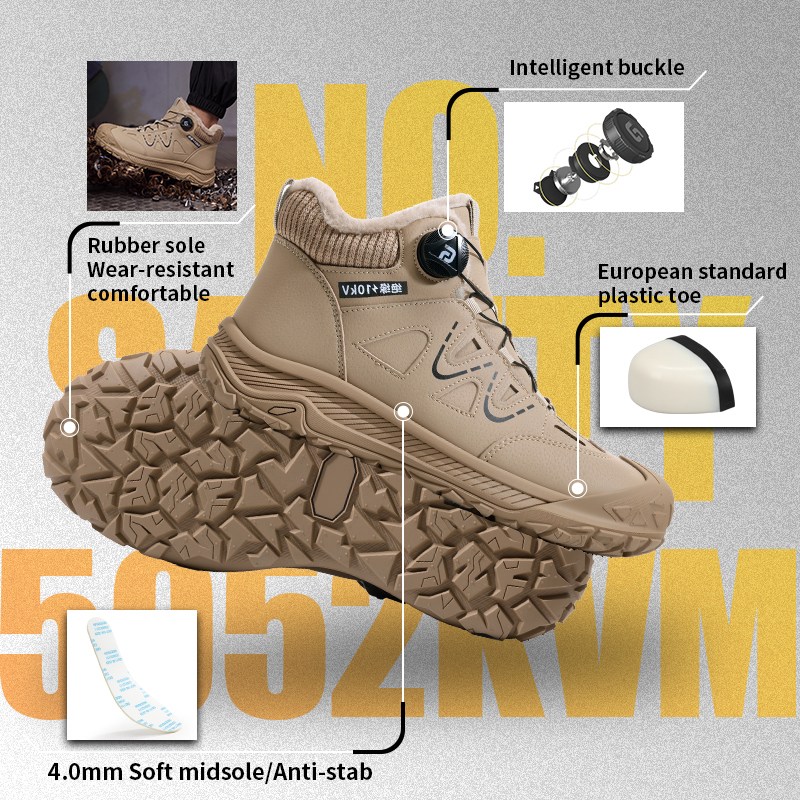 GUYISA safety boot protective toe cap puncture resistant 10KV insulated flyknit microfiber upper rubber sole industrial work