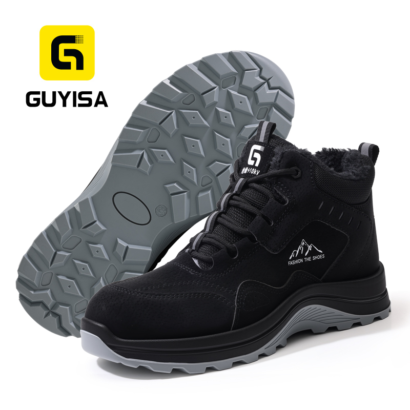 GUYISA Safety Boot Steel Toe Puncture Resistant 10KV Insulated Microfiber Upper Dual Density PU Sole Industrial Work Black