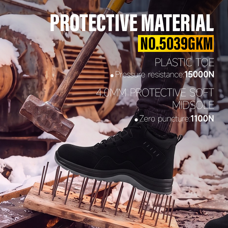 GUYISA Safety Boot Steel Toe Puncture Resistant 10KV Insulated Microfiber Upper Dual Density PU Sole Industrial Work Black