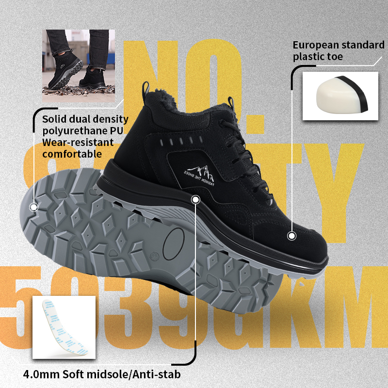 GUYISA Safety Boot Steel Toe Puncture Resistant 10KV Insulated Microfiber Upper Dual Density PU Sole Industrial Work Black