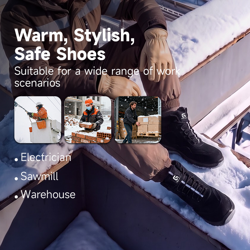 GUYISA Safety Boot Steel Toe Puncture Resistant 10KV Insulated Microfiber Upper Dual Density PU Sole Industrial Work Black
