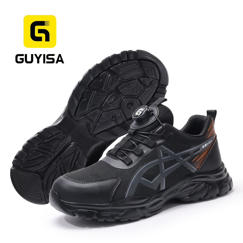 GUYISA Steel Toe Puncture Resistant Safety Shoes Industrial Work 10KV Insulation Black Microfiber Upper Rubber Plastic Sole