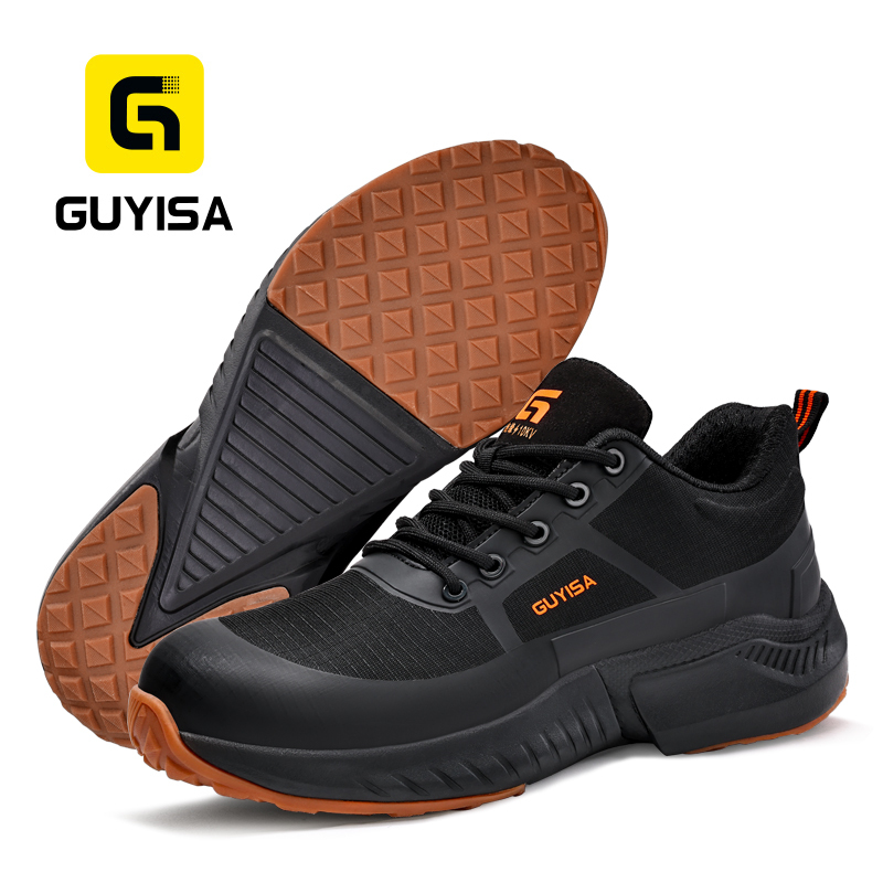 GUYISA Casual Composite Toe Safety Shoes 10KV Insulated with Puncture Resistant Midsole Black Mesh Upper EVA Sole All Season