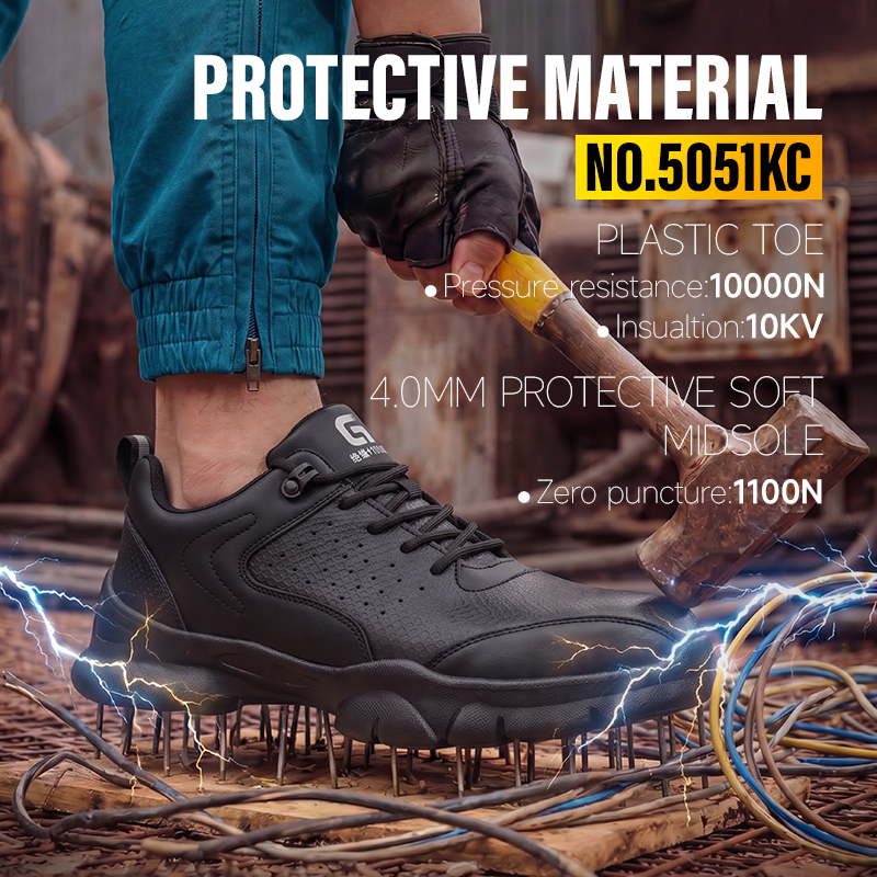 GUYISA Safety Shoes Plastic Toe Puncture Resistant 10KV Insulated 4mm Midsole Microfiber Rubber Plastic Sole Industrial Work