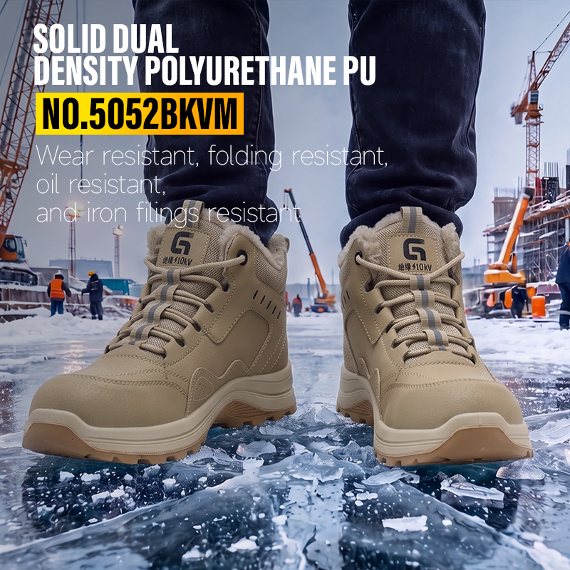 GUYISA Work Safety Boot Steel Toe Puncture Resistant 10KV Insulation Microfiber Wire Mesh Upper Dual Density PU Sole Winter