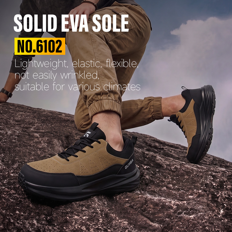 GUYISA Safety Shoes Steel Toe Puncture Resistant Microfiber Suede Steel Wire Fabric EVA Sole Flyknit Mesh Industrial Work
