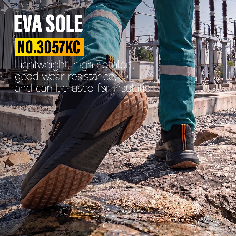 GUYISA Casual Composite Toe Safety Shoes 10KV Insulated with Puncture Resistant Midsole Black Mesh Upper EVA Sole All Season