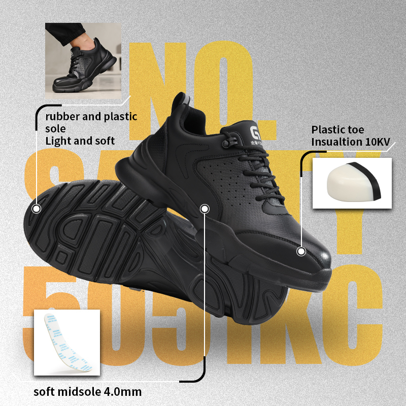 GUYISA Safety Shoes Plastic Toe Puncture Resistant 10KV Insulated 4mm Midsole Microfiber Rubber Plastic Sole Industrial Work