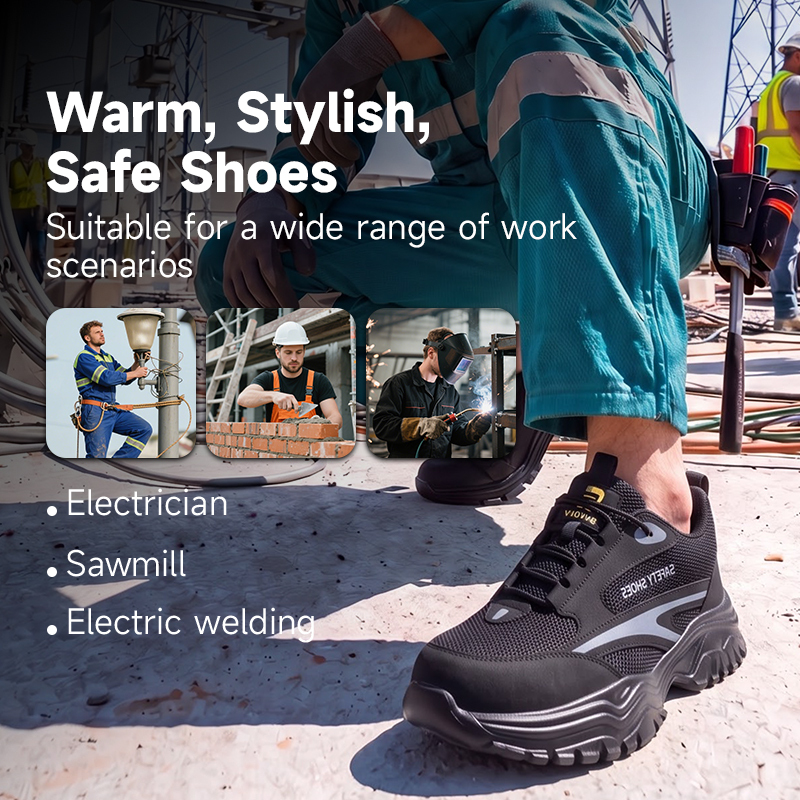 GUYISA Work Safety Shoes Composite Toe Puncture Resistant 10KV Insulated Microfiber Upper Rubber Sole Breathable Mesh Black