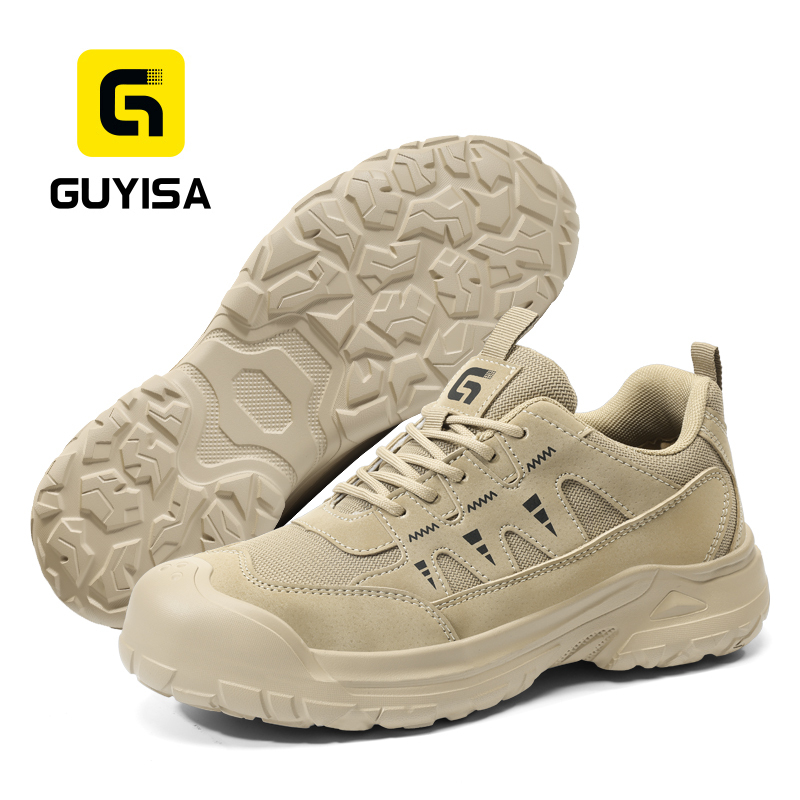 GUYISA safety shoes steel toe puncture resistant microfiber steel wire upper rubber sole 4mm midsole low top industrial work