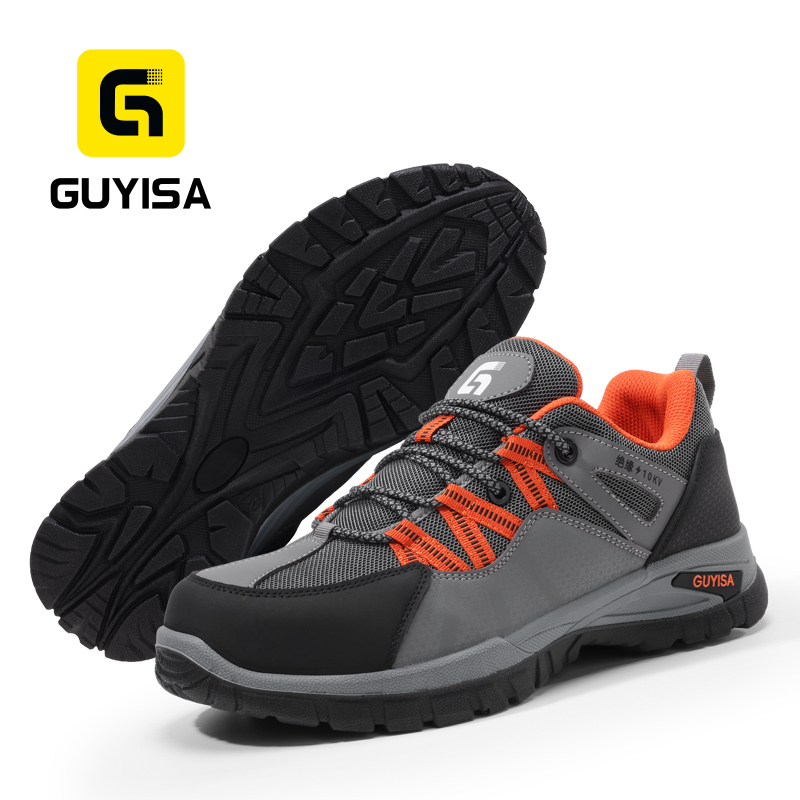 GUYISA safety shoes 10KV insulated puncture resistant plastic toe cap dual density PU sole microfiber grey industrial work