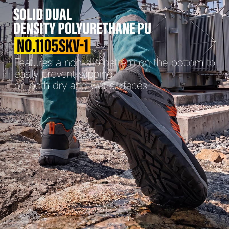GUYISA safety shoes plastic toe cap puncture resistant 10KV microfiber steel wire upper dual density PU sole industrial work