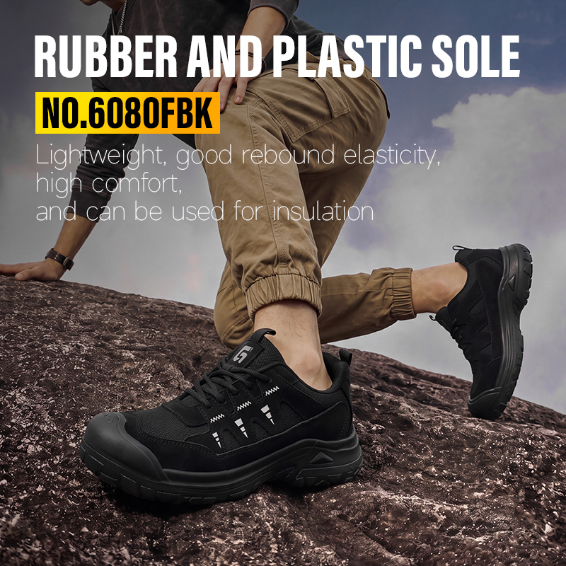 GUYISA safety shoes steel toe puncture resistant 4mm midsole microfiber upper rubber plastic sole flyknit industrial work