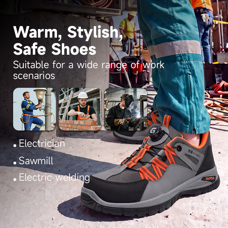 GUYISA safety shoes plastic toe cap puncture resistant 10KV microfiber steel wire upper dual density PU sole industrial work