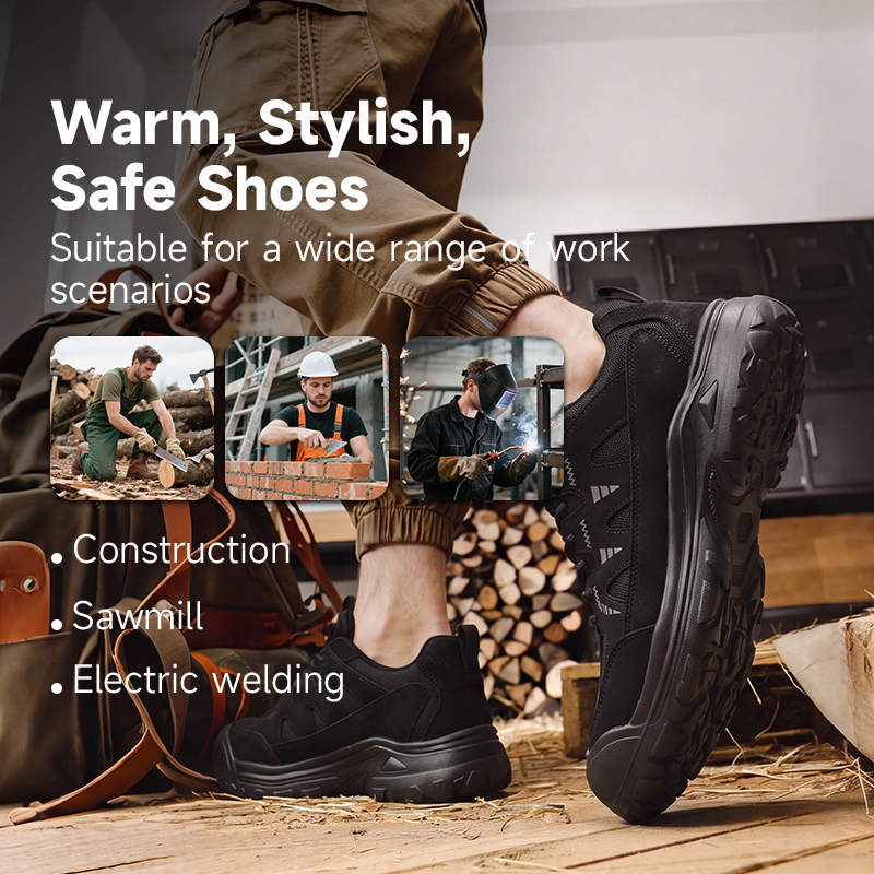 GUYISA safety shoes steel toe puncture resistant 4mm midsole microfiber upper rubber plastic sole flyknit industrial work