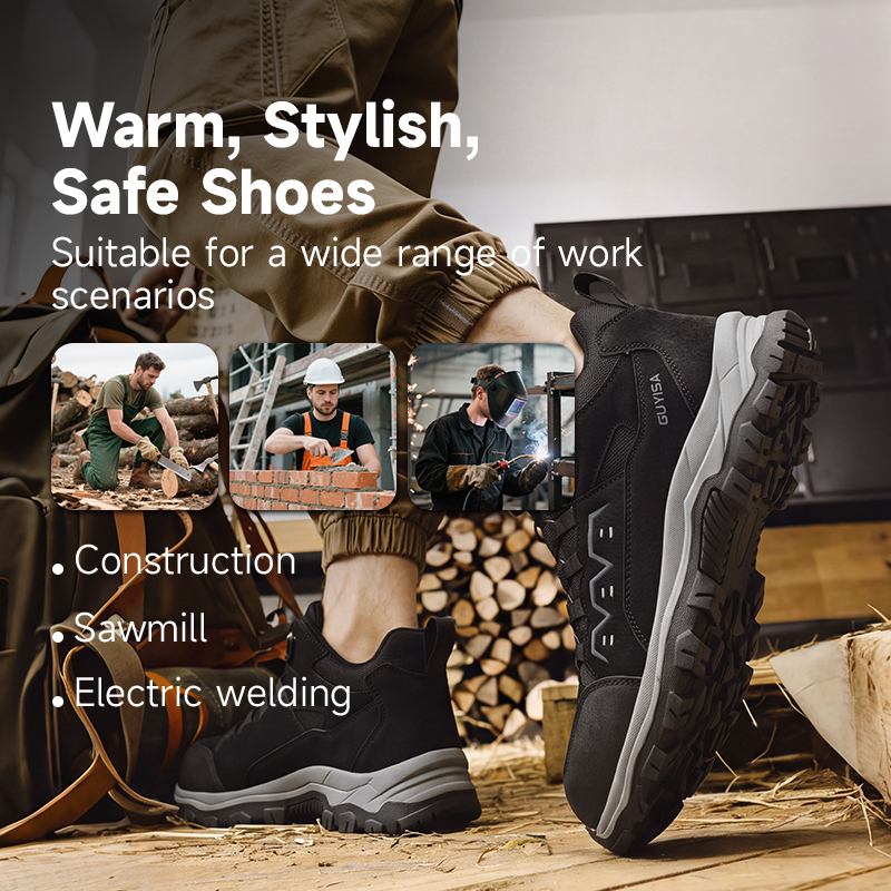 GUYISA Safety Boot EU Standard Steel Toe Puncture Resistant Microfiber Upper Rubber Outsole Flyknit Lining Industrial Work