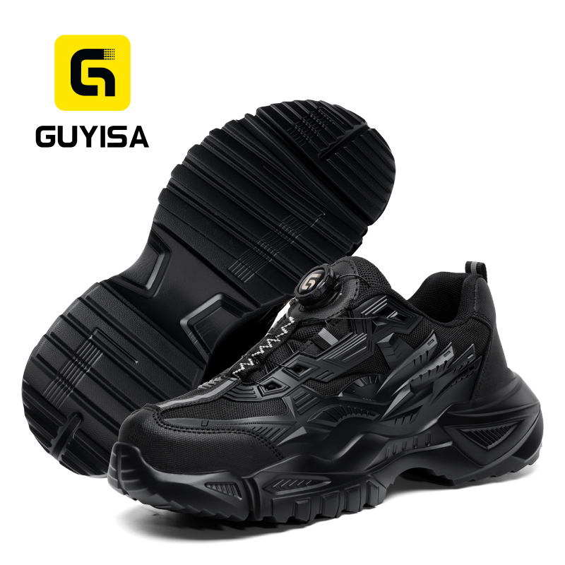 GUYISA Safety Shoes Steel Toe Puncture Resistant Microfiber TPU Upper Rubber Plastic Sole Flyknit Lining Industrial Work