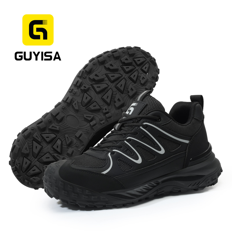 GUYISA Steel Toe Puncture Resistant Safety Shoes with Microfiber and Steel Wire Mesh Upper TPU Outsole and Flyknit Lining