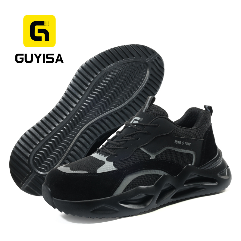 GUYISA Safety Shoes Steel Toe Puncture Resistant 10KV Insulation Suede Microfiber EVA Sole Mesh Lining High Elastic Insole