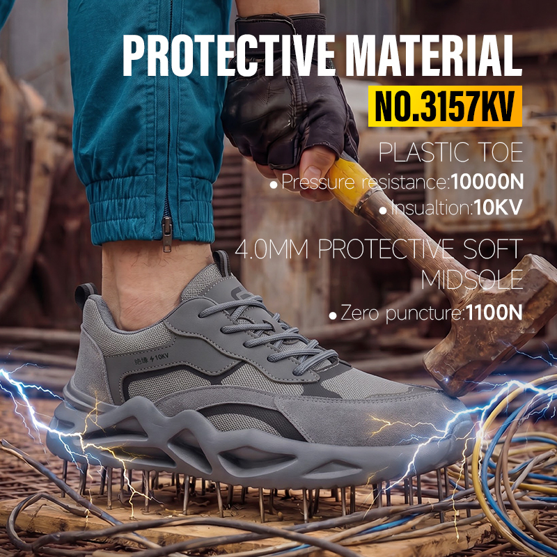 GUYISA safety shoes steel toe cap puncture resistant electrical insulation 10KV microfiber suede rubber sole industrial work