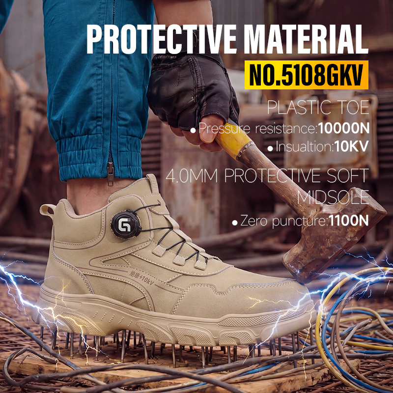 GUYISA Safety Boot Puncture Resistant Insulated 10KV EU Plastic Toe Cap Microfiber Upper Anti Impact Industrial Rubber Sole