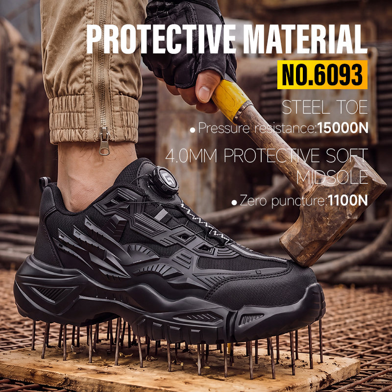 GUYISA Safety Shoes Steel Toe Puncture Resistant Microfiber TPU Upper Rubber Plastic Sole Flyknit Lining Industrial Work