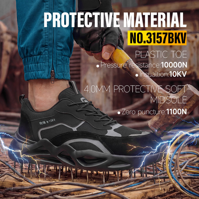 GUYISA Safety Shoes Steel Toe Puncture Resistant 10KV Insulation Suede Microfiber EVA Sole Mesh Lining High Elastic Insole