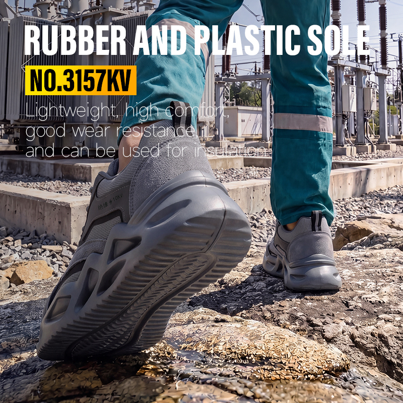GUYISA safety shoes steel toe cap puncture resistant electrical insulation 10KV microfiber suede rubber sole industrial work