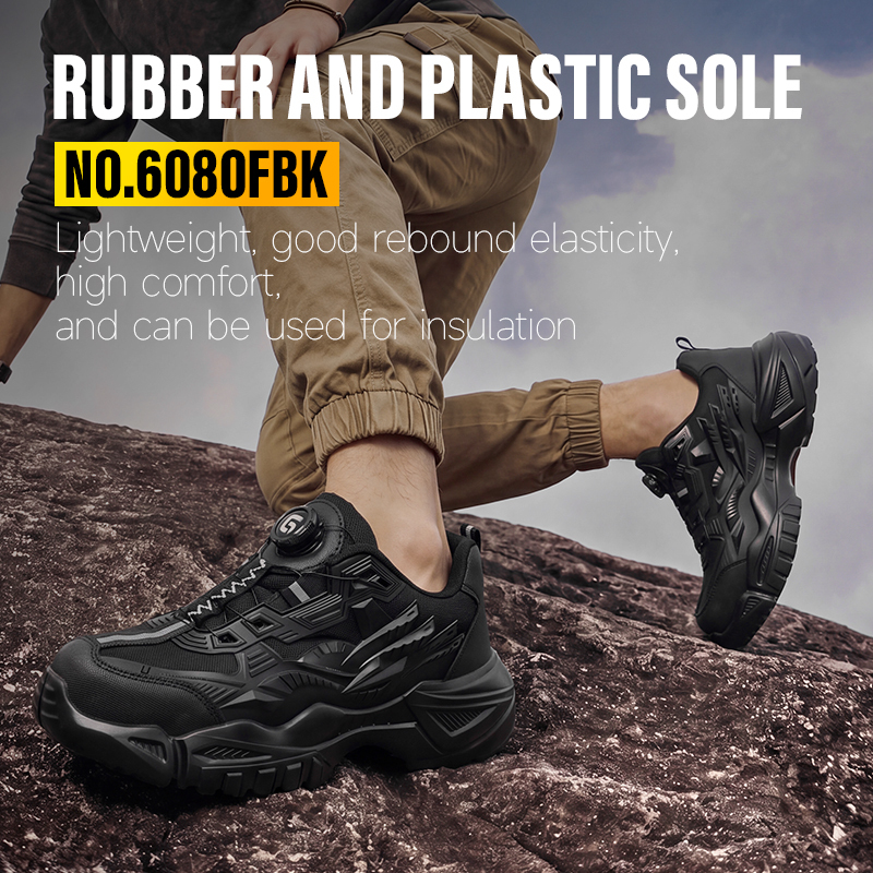 GUYISA Safety Shoes Steel Toe Puncture Resistant Microfiber TPU Upper Rubber Plastic Sole Flyknit Lining Industrial Work