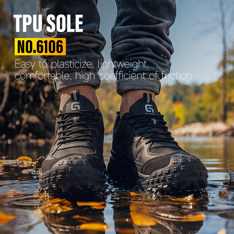 GUYISA Steel Toe Puncture Resistant Safety Shoes with Microfiber and Steel Wire Mesh Upper TPU Outsole and Flyknit Lining