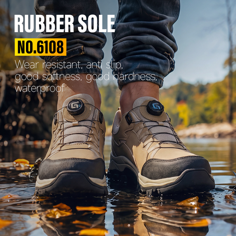 GUYISA EU Steel Toe Puncture Resistant Low Top Safety Shoes Microfiber Rubber Sole Industrial Work Hiking Khaki All Season