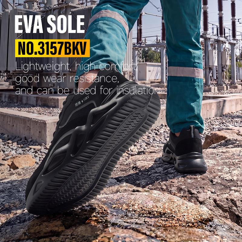 GUYISA Safety Shoes Steel Toe Puncture Resistant 10KV Insulation Suede Microfiber EVA Sole Mesh Lining High Elastic Insole