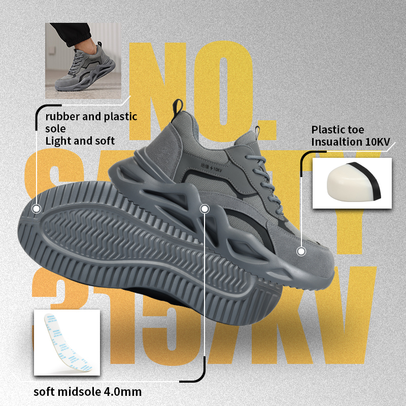 GUYISA safety shoes steel toe cap puncture resistant electrical insulation 10KV microfiber suede rubber sole industrial work