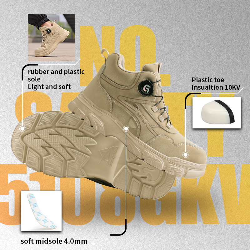 GUYISA Safety Boot Puncture Resistant Insulated 10KV EU Plastic Toe Cap Microfiber Upper Anti Impact Industrial Rubber Sole