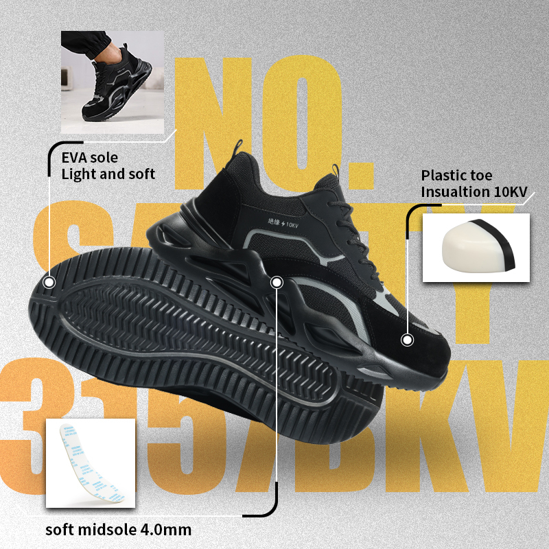 GUYISA Safety Shoes Steel Toe Puncture Resistant 10KV Insulation Suede Microfiber EVA Sole Mesh Lining High Elastic Insole