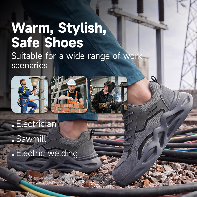 GUYISA safety shoes steel toe cap puncture resistant electrical insulation 10KV microfiber suede rubber sole industrial work
