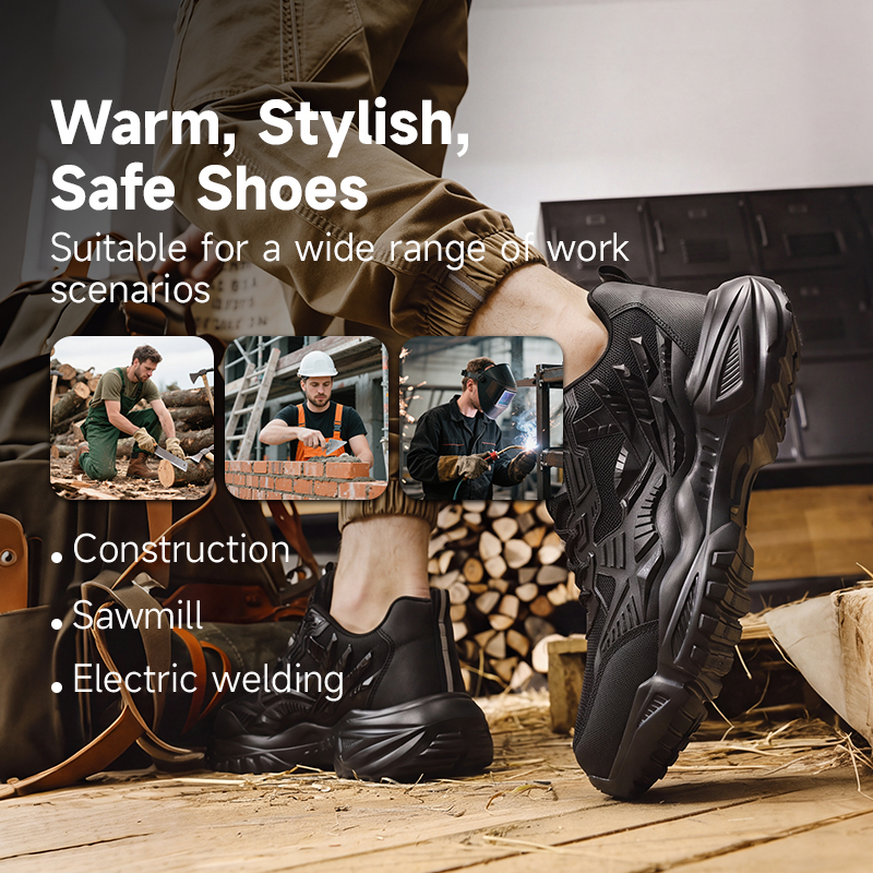 GUYISA Safety Shoes Steel Toe Puncture Resistant Microfiber TPU Upper Rubber Plastic Sole Flyknit Lining Industrial Work