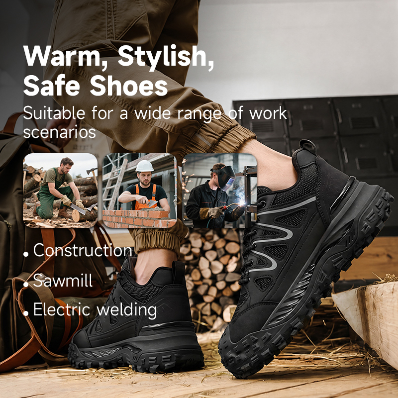 GUYISA Steel Toe Puncture Resistant Safety Shoes with Microfiber and Steel Wire Mesh Upper TPU Outsole and Flyknit Lining