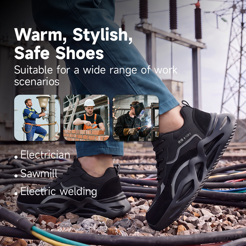 GUYISA Safety Shoes Steel Toe Puncture Resistant 10KV Insulation Suede Microfiber EVA Sole Mesh Lining High Elastic Insole