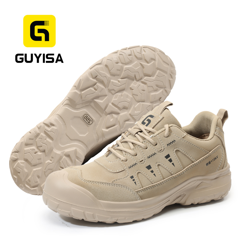 GUYISA safety shoes puncture resistant anti smash plastic toe cap microfiber upper rubber sole insulated 10KV industrial